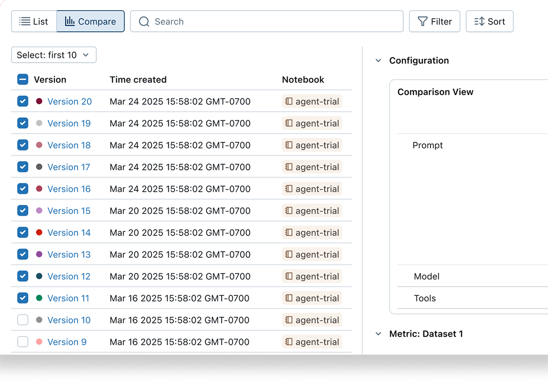 Compare versions side-by-side screenshot